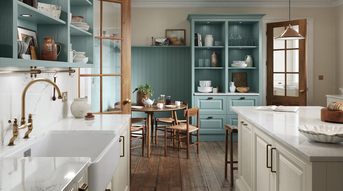 Jacobsen Taupe Grey and Light Teal