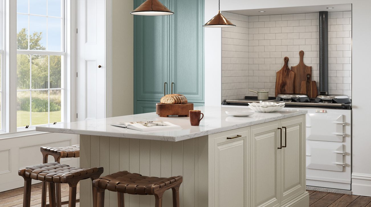Jacobsen Taupe Grey and Light Teal