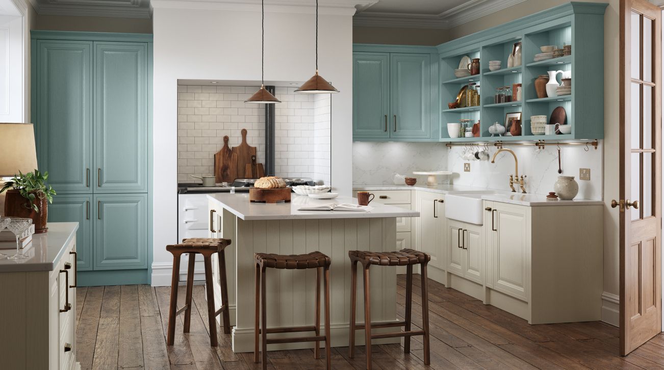 Jacobsen Taupe Grey and Light Teal